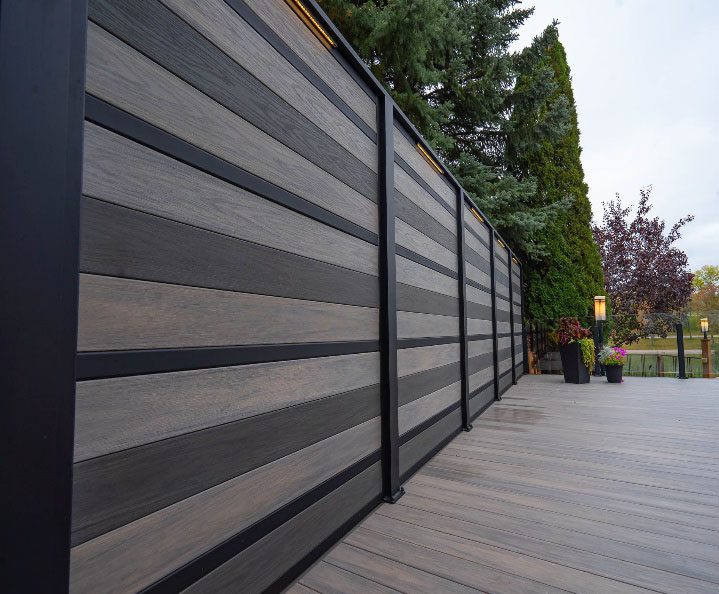 custom privacy wall on a beautiful 
deck 